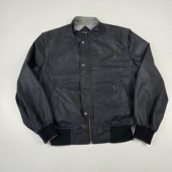 Vintage 80s Members Only Jacket Mens XXL Black Bomber Coat Full Zip 2XL Zip Off - Picture 1 of 12